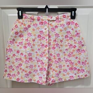 St. John's Bay Floral Print Women's Skorts in Pink & Yellow Size 6